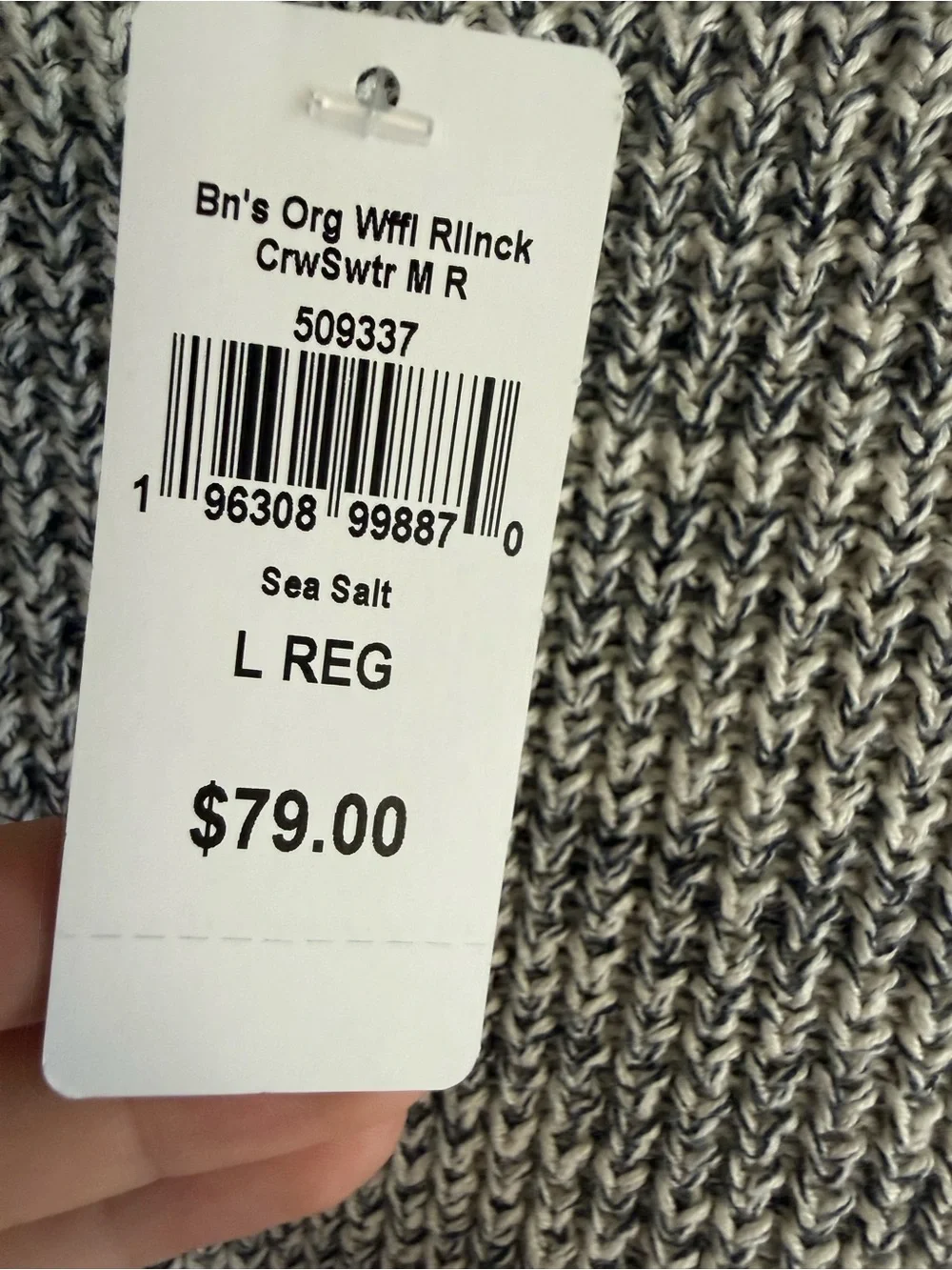 L.L.Bean Men's Organic Cotton Waffle Rollneck Crew Sweater Size Large